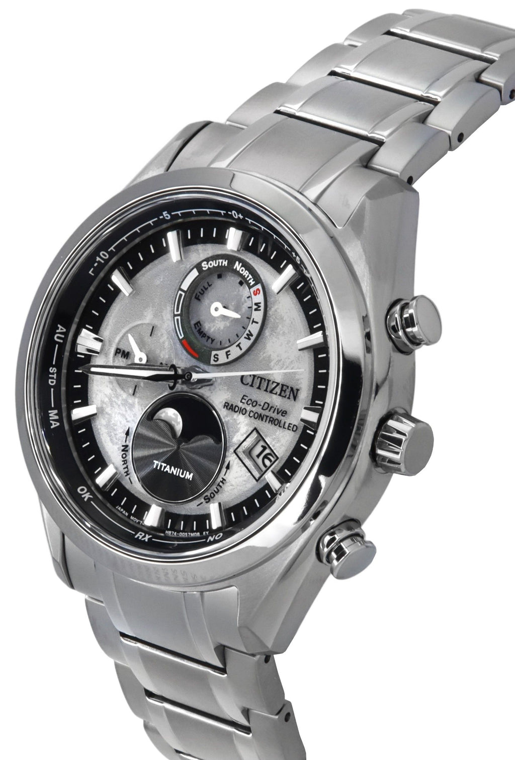 Citizen Eco-Drive Tsuki-yomi Super Titanium Radio Controlled Grey Dial BY1010-81H 100M Men's Watch