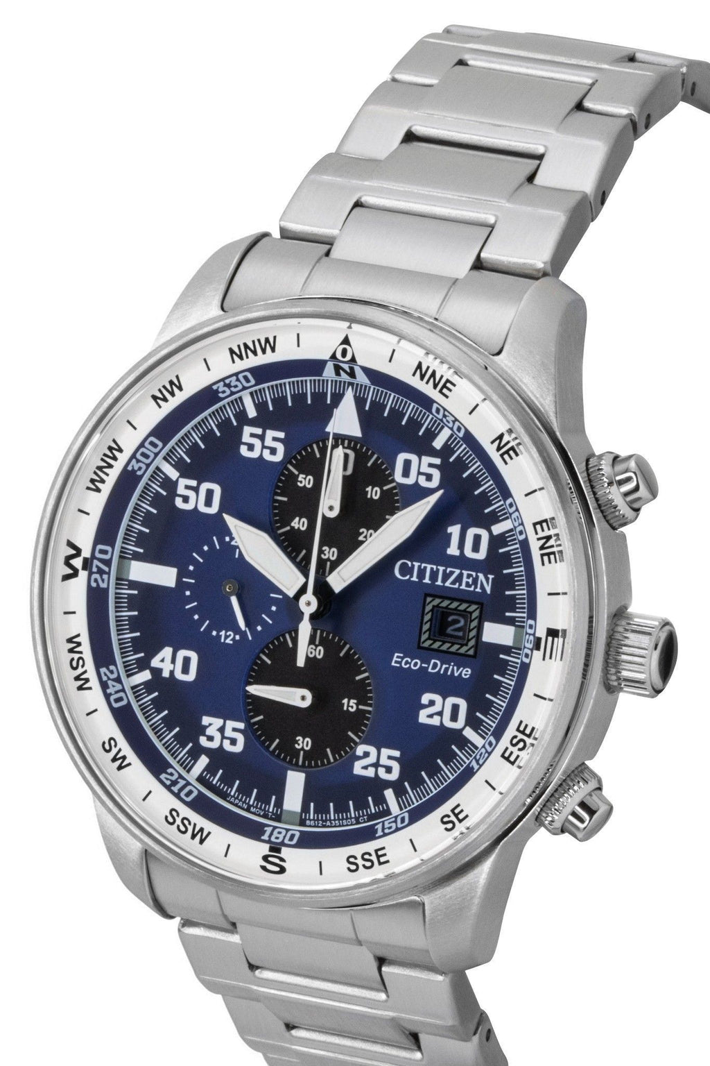 Citizen Eco-Drive Aviator Chronograph Stainless Steel Blue Dial CA0880-58L 100M Men's Watch
