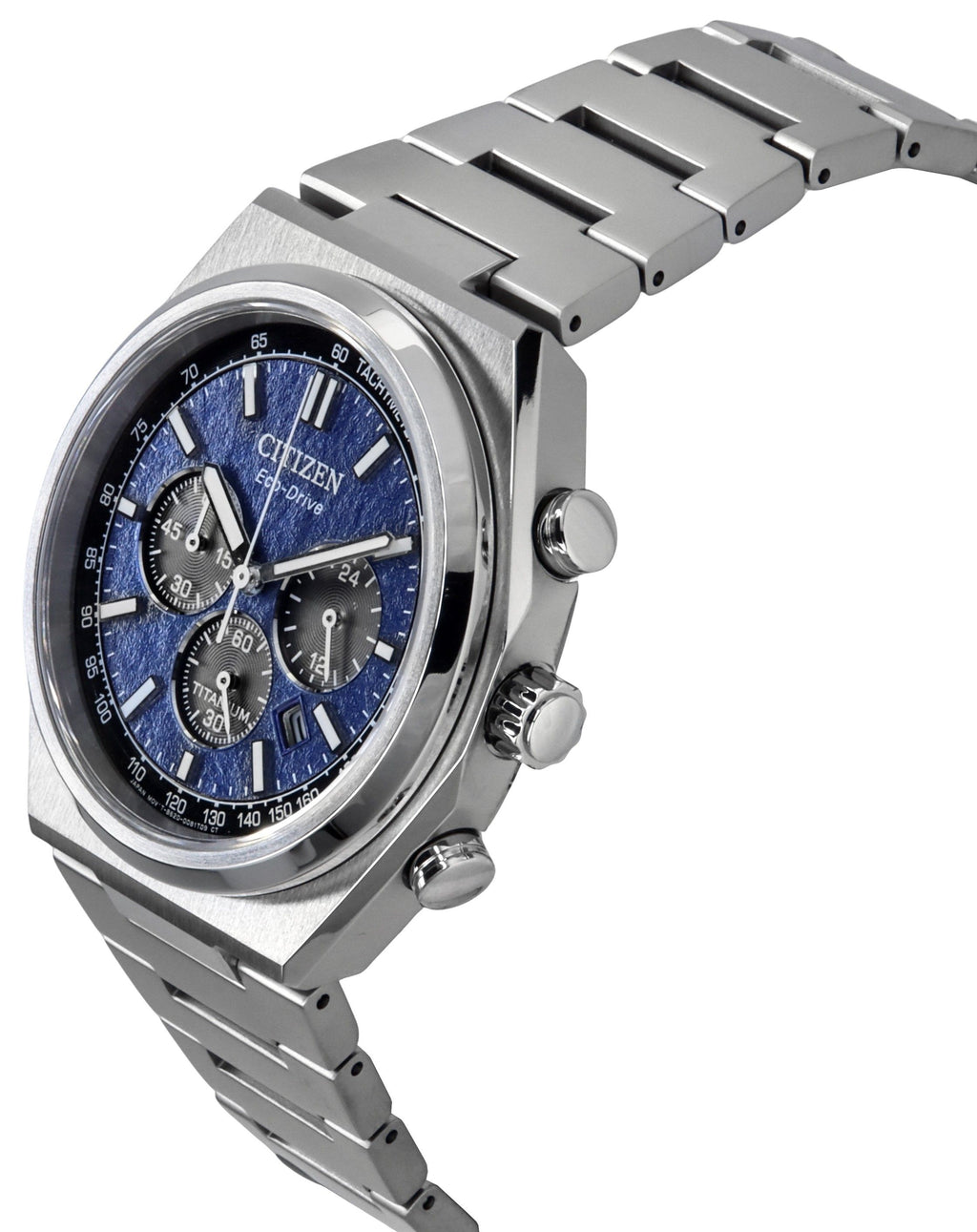 Citizen Zenshin Chronograph Super Titanium Blue Dial Eco-Drive CA4610-85L 100M Men's Watch