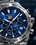TAG Heuer Formula 1 Chronograph CAZ101K.BA0842 blue sunray dial and tachymeter macro detail