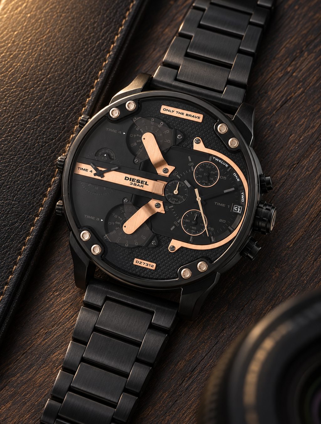 Diesel DZ7312 Mr. Daddy 2.0 men's watch — wood and leather