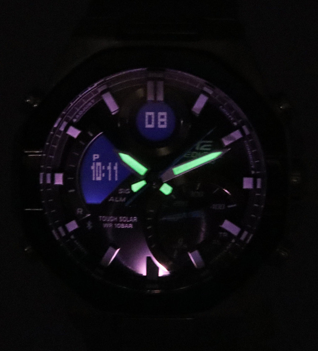Casio Edifice Mobile Link Analog Digital Grey Dial Solar ECB-950DB-1A 100M Men's Watch