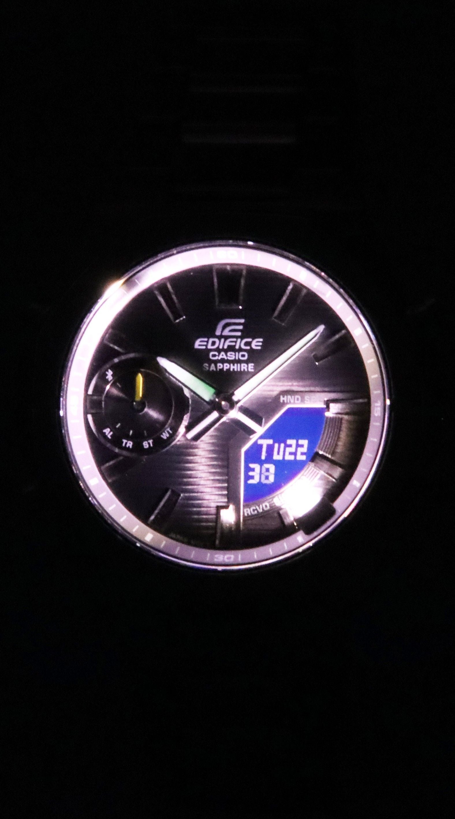 Casio Edifice Analog Digital Smartphone Link Stainless Steel Grey Dial Quartz ECB-S10D-8A 100M Men's Watch