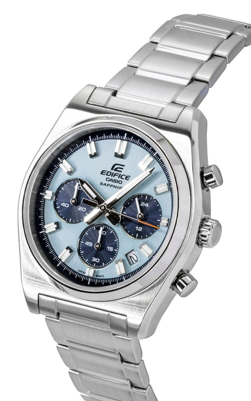 Casio Edifice Analog Standard Chronograph Stainless Steel Blue Dial Quartz EFB-730D-2BV 100M Men's Watch