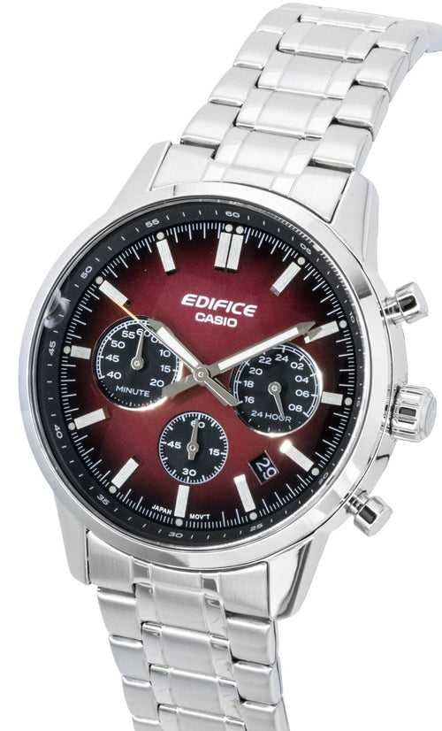 Casio Edifice Analog Chronograph Stainless Steel Red Dial Quartz EFR-575D-4A 100M Men's Watch