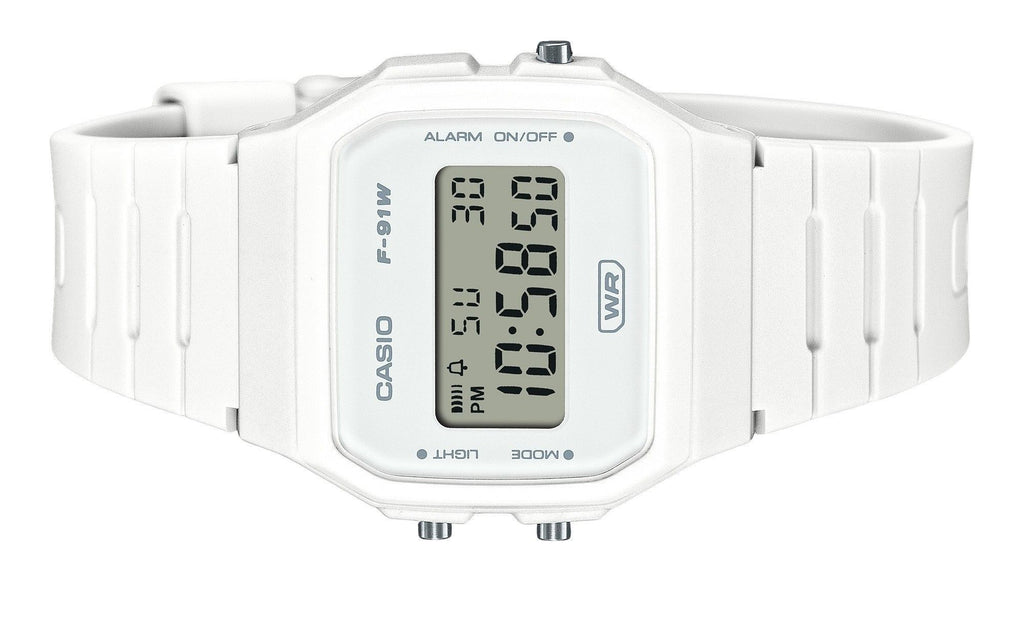 Casio Pop Digital Bio-Based White Resin Strap Quartz F-91WB-7A Unisex Watch