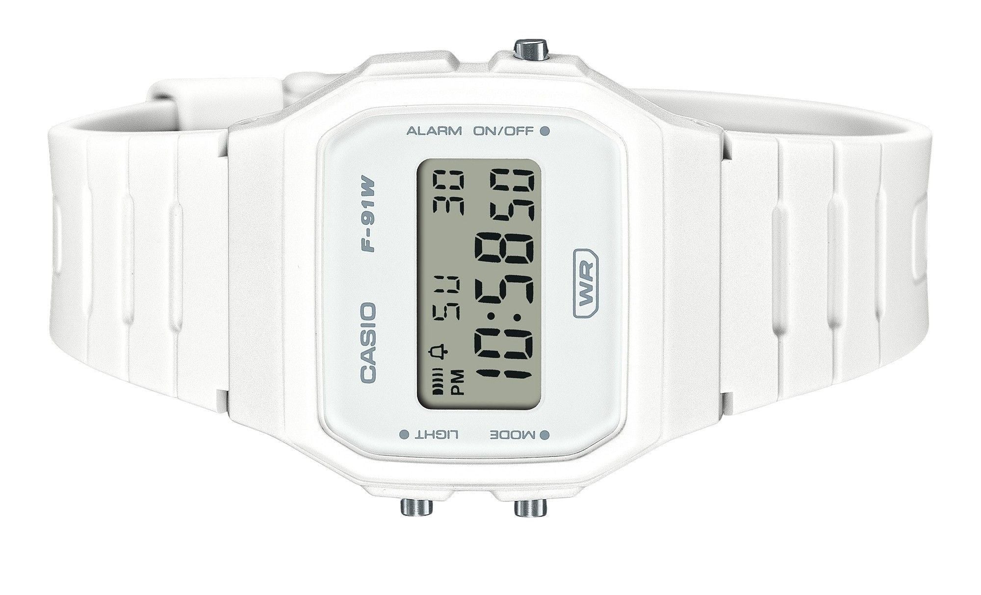 Casio Pop Digital Bio-Based White Resin Strap Quartz F-91WB-7A Unisex Watch