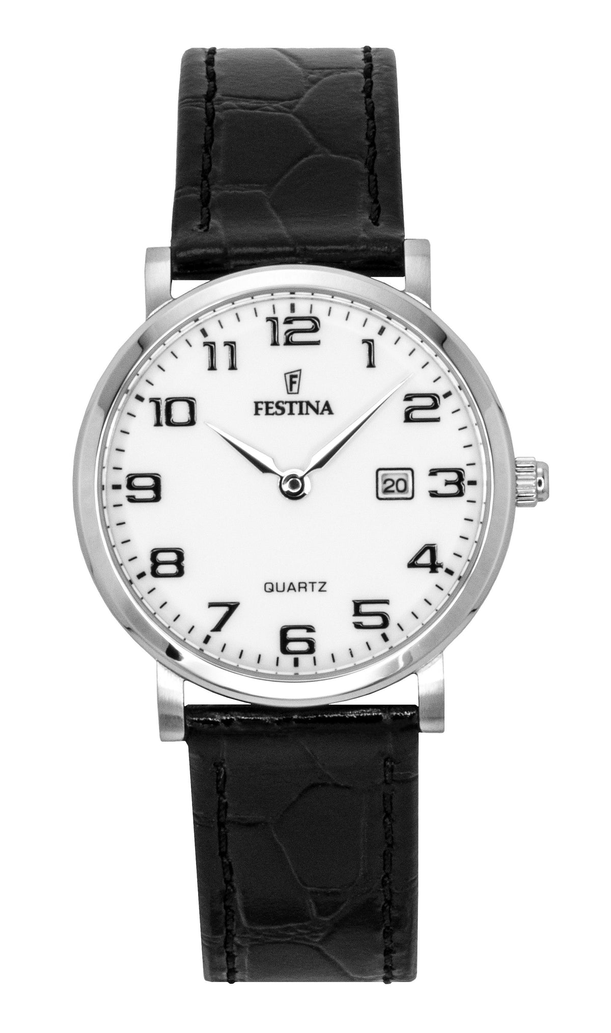 Festina klassieke lederen band witte wijzerplaat quartz F16477-1 dameshorloge