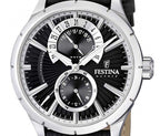 Festina Retro Leather Strap Multifunction Black Dial Quartz F16573-3 Men's Watch