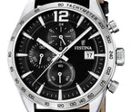 Festina Timeless Chronograph Lederarmband Schwarzes Zifferblatt Quarz F16760-4 Herrenuhr