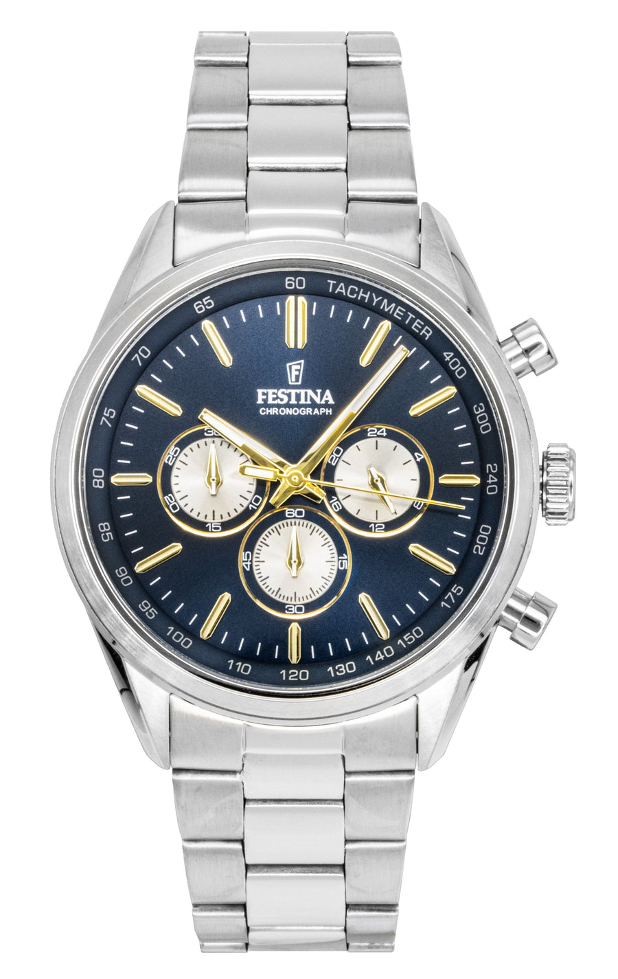 Festina Timeless Chronograph Edelstahl Blaues Zifferblatt Quarz F16820-C Herrenuhr