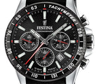 Festina Timeless Chronograph Lederarmband Schwarzes Zifferblatt Quarz F20561-4 100M Herrenuhr