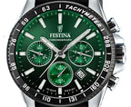 Festina Timeless Chronograph Leather Strap Green Dial Quartz F20561-5 100M Men's Watch