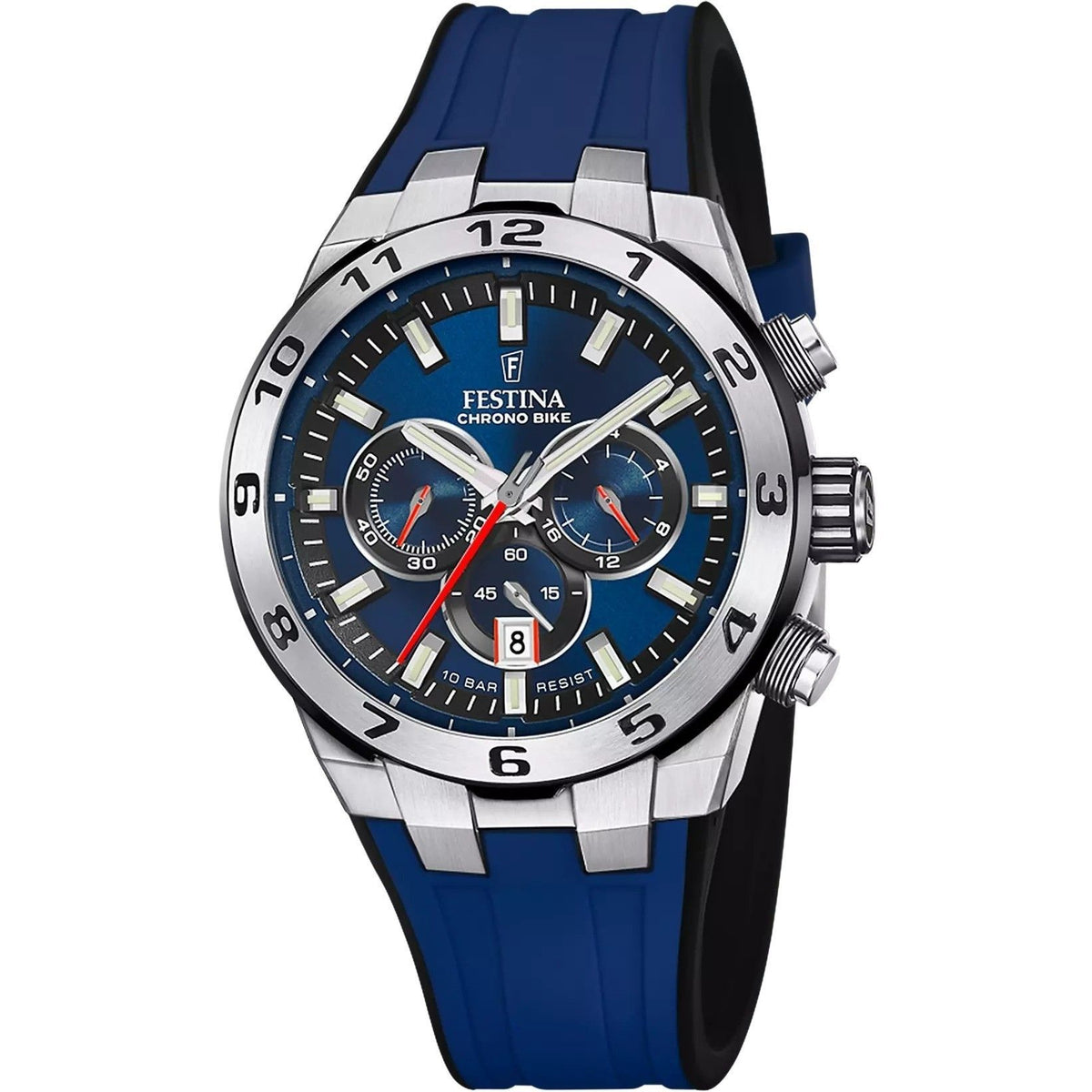 Festina Chrono Bike rubberen band blauwe wijzerplaat quartz F20671-1 100M herenhorloge