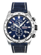 Festina Timeless Chronograph Leather Strap Blue Dial Quartz F20692-2 100M Men's Watch