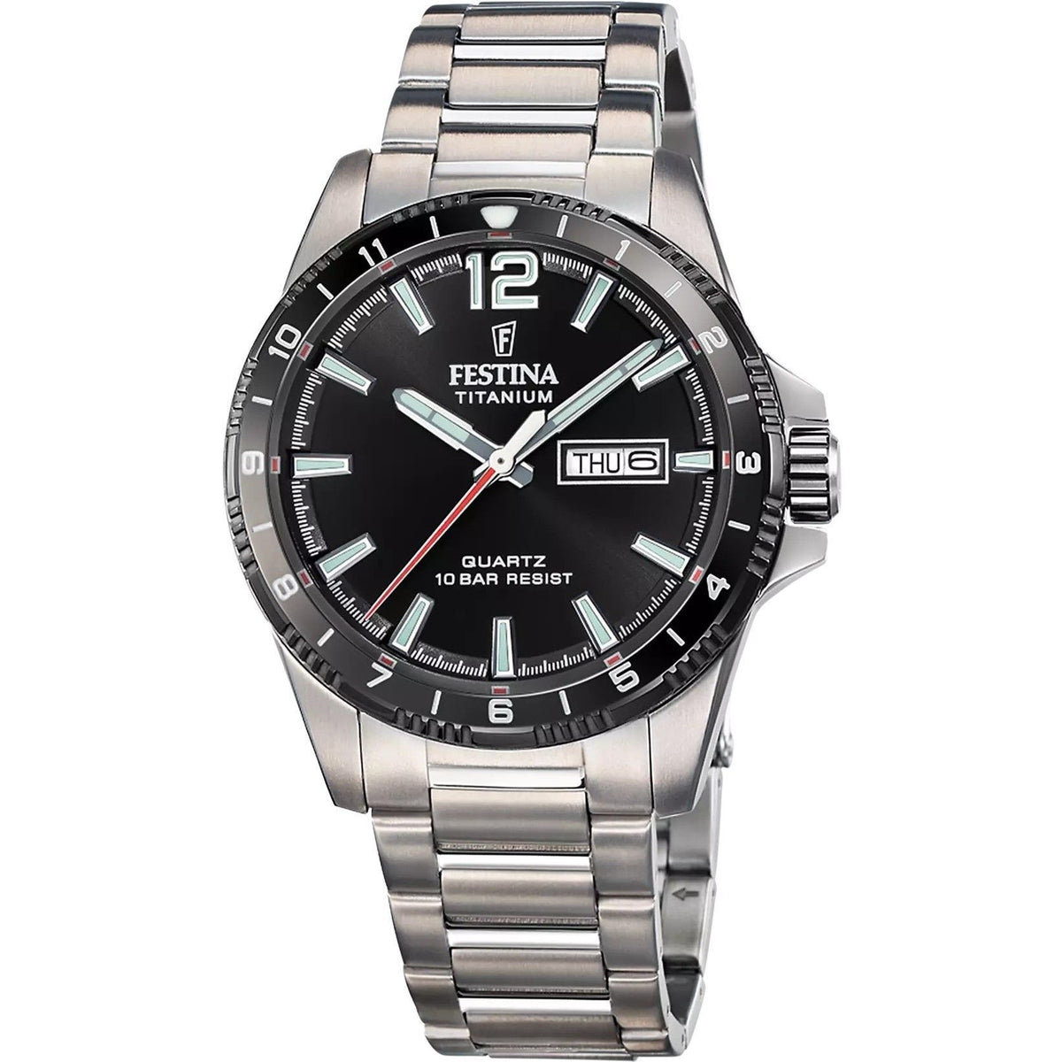 Festina titanium zwarte wijzerplaat quartz F20698-4 100M herenhorloge