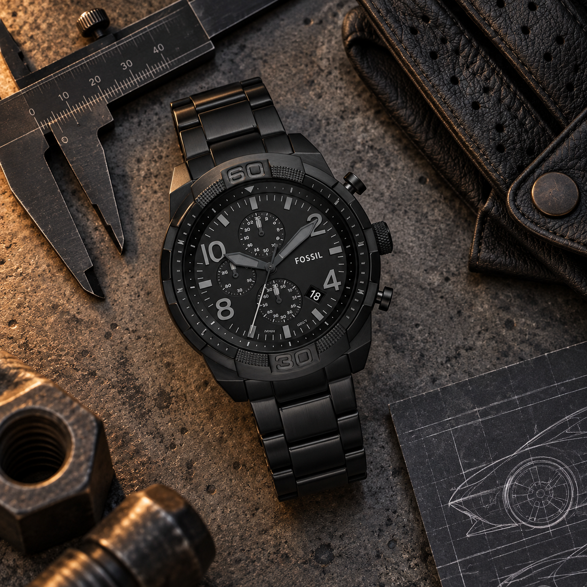 Montre pour homme Fossil Bronson Chronograph FS5712 50 mm