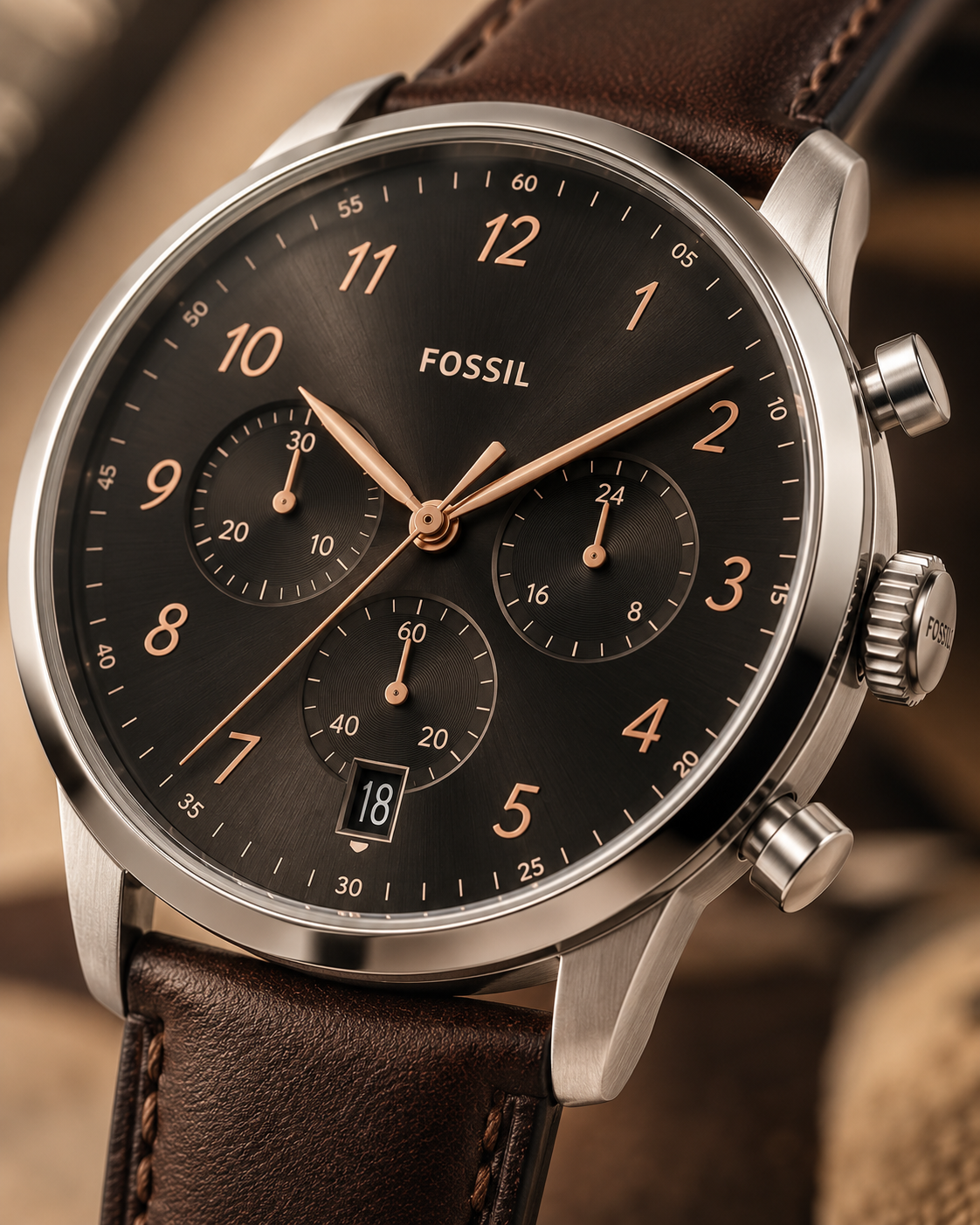 Fossil Neutra FS6024 dial and case detail
