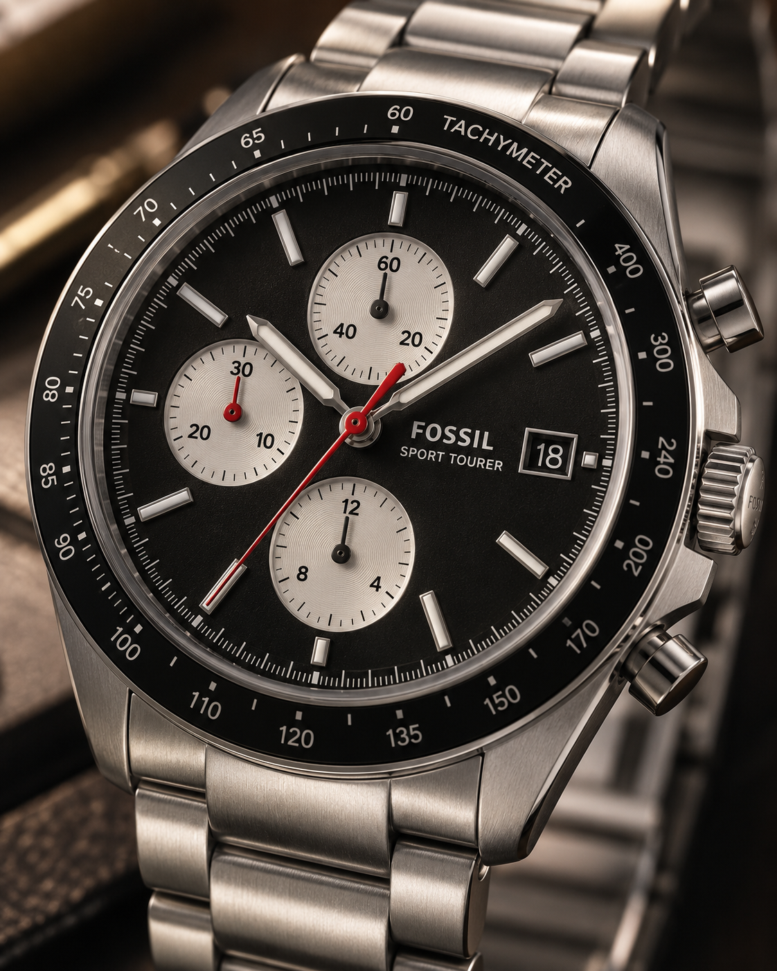 Fossil Sport Tourer FS6045 dial and case detail