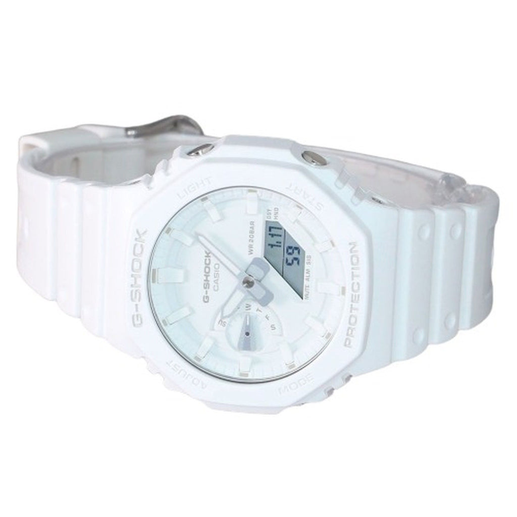 Casio G-Shock Tone-on-Tone Analog Digital Resin Strap White Dial Quartz GA-2100-7A7 Men's Watch
