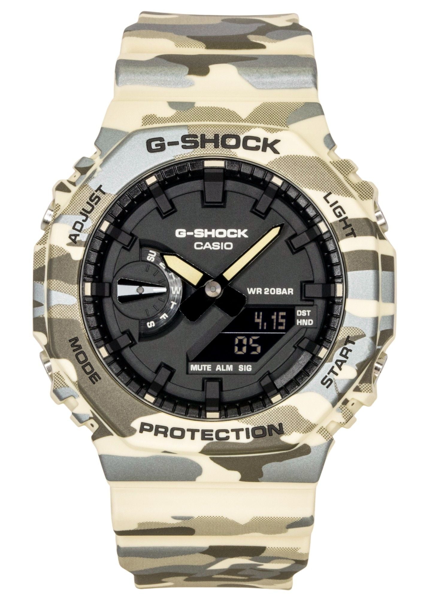 Casio G-Shock Analog Digital Camouflage Bio-based Resin Strap Black Dial Quartz GA-2100CM-5A 200M Men's Watch