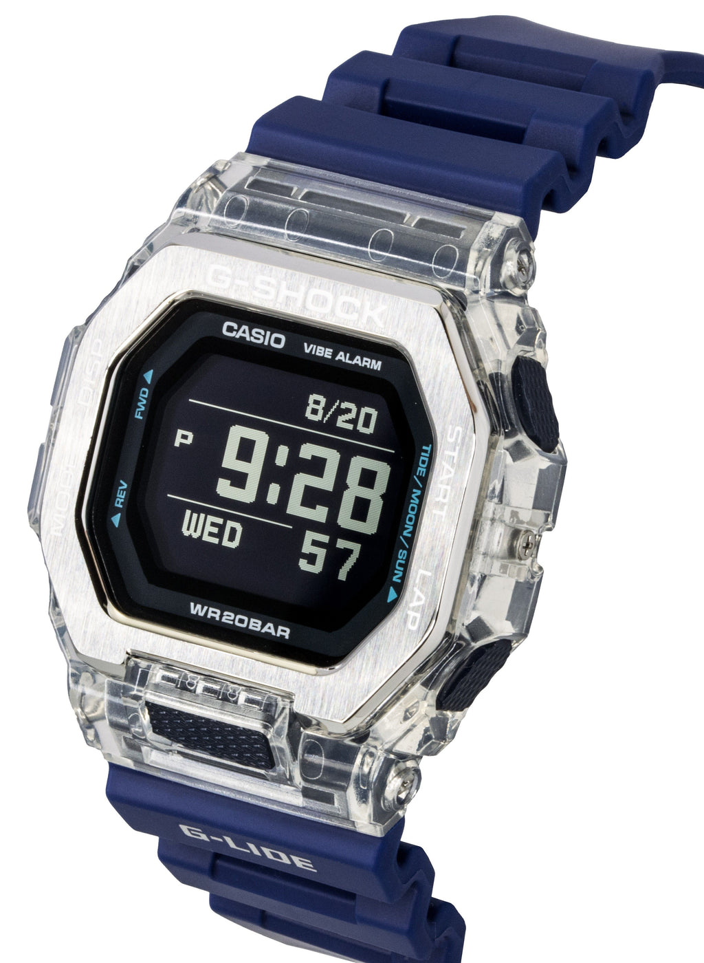 Casio G-Shock G-Lide Digital Smartphone Link Blue Resin Strap Quartz GBX-100S-2 200M Unisex Watch