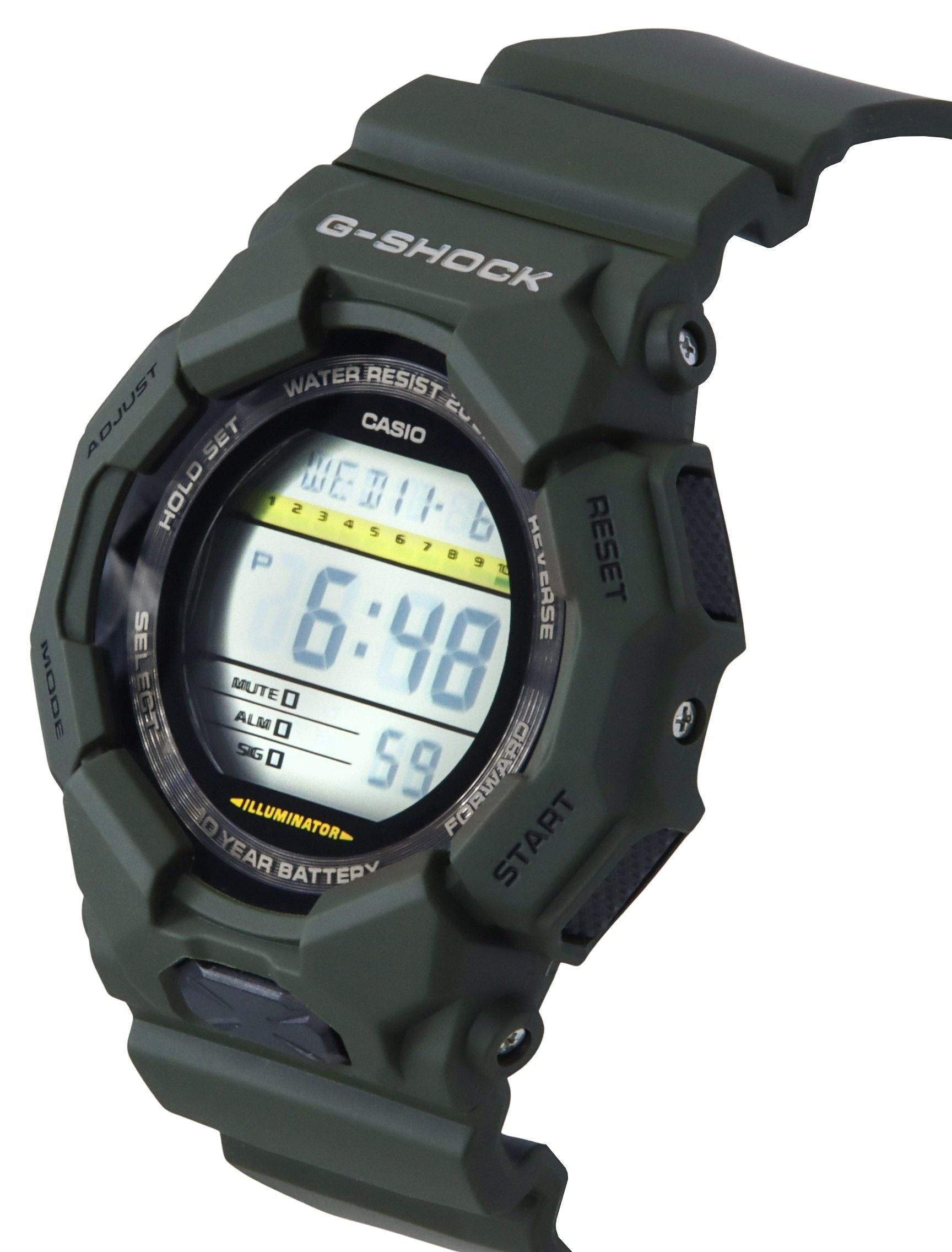 Casio G-Shock Digital Bio-Based Green Resin Strap Black Dial Quartz GD-010-3 200M Men's Watch