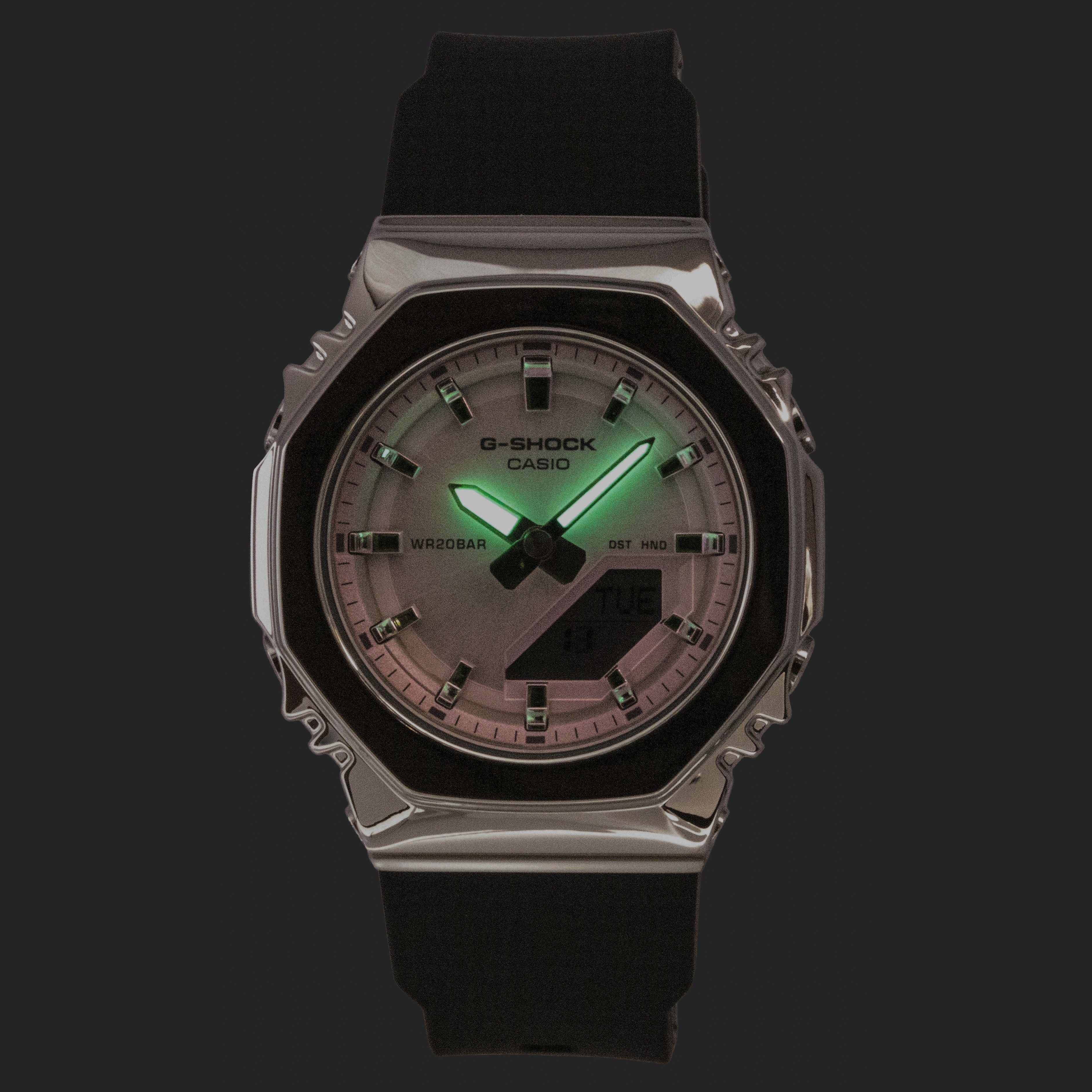 Casio G-Shock Analog Digital Pink Dial Resin Strap Quartz GM-S2110SR-1A 200M Women's Watch