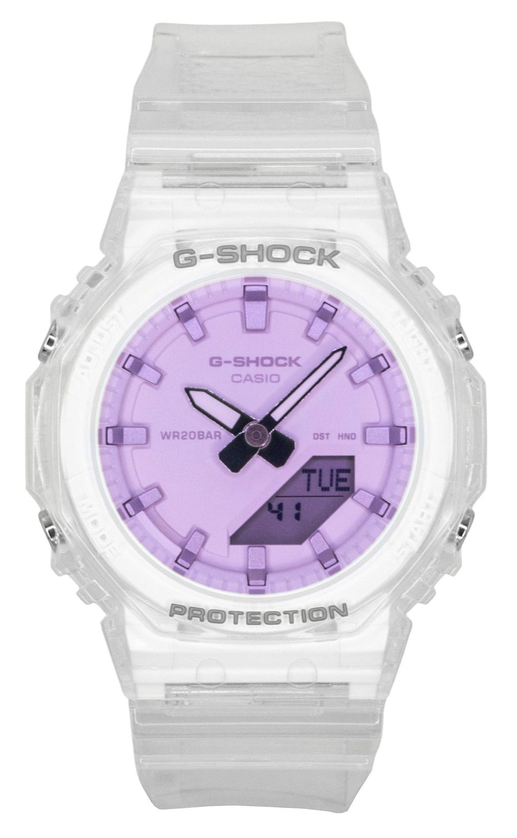 Casio G-Shock Analog Digital Transparent Resin Strap Pink Dial Quartz GMA-P2100SR-7A 200M Women's Watch