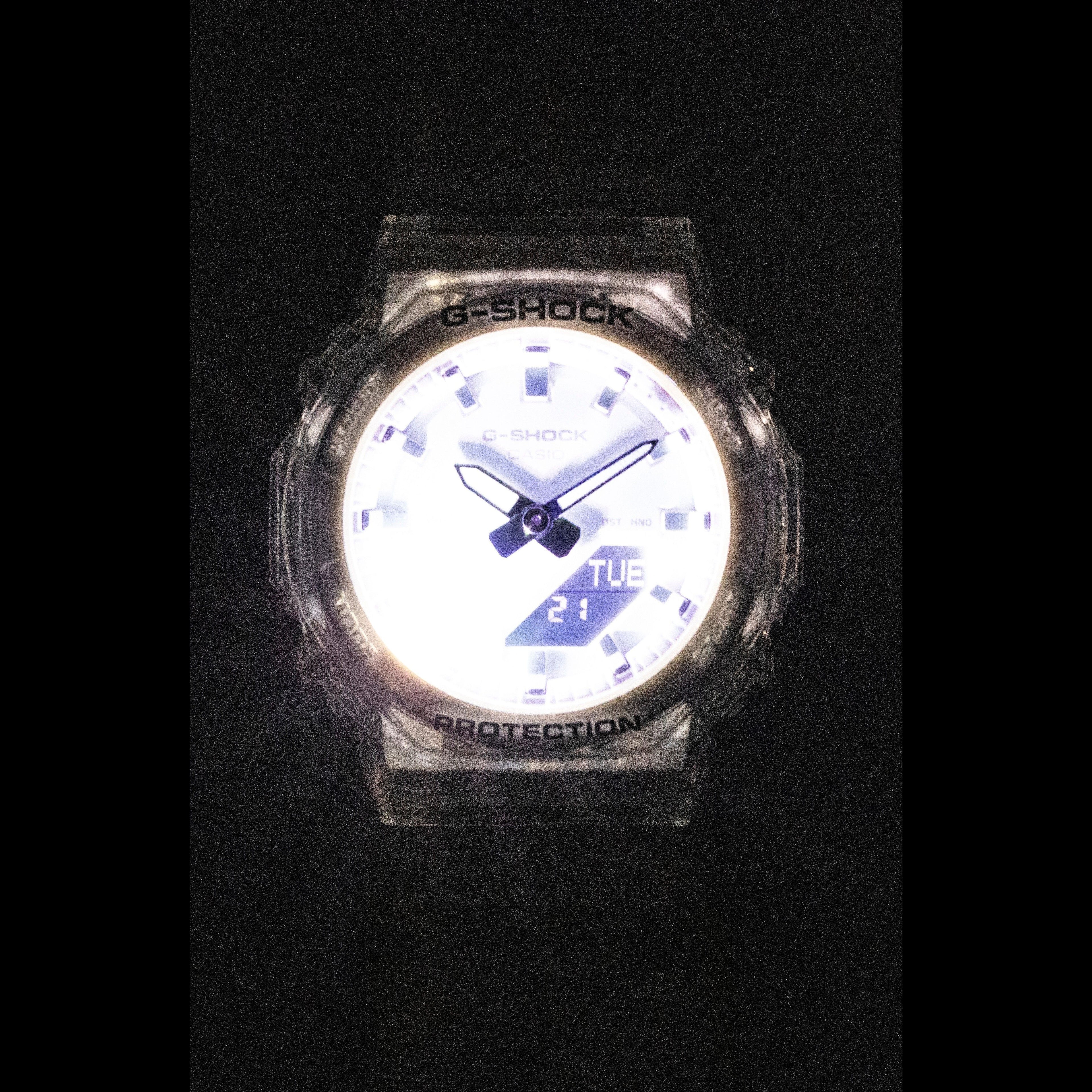 Casio G-Shock Analog Digital Transparent Resin Strap Pink Dial Quartz GMA-P2100SR-7A 200M Women's Watch