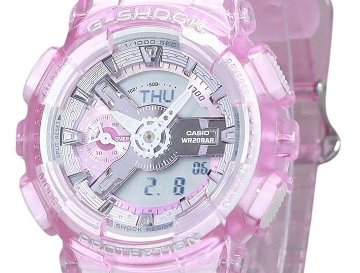 Casio G-Shock Analog Digital Virtual Worlds Translucent Pink Multicolor Dial Quartz GMA-S110VW-4A 200M Women's Watch