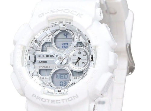Casio G-Shock Analog Digital Bio Based White Resin Strap Silver Dial Quartz GMA-S140VA-7A 200M Women's Watch
