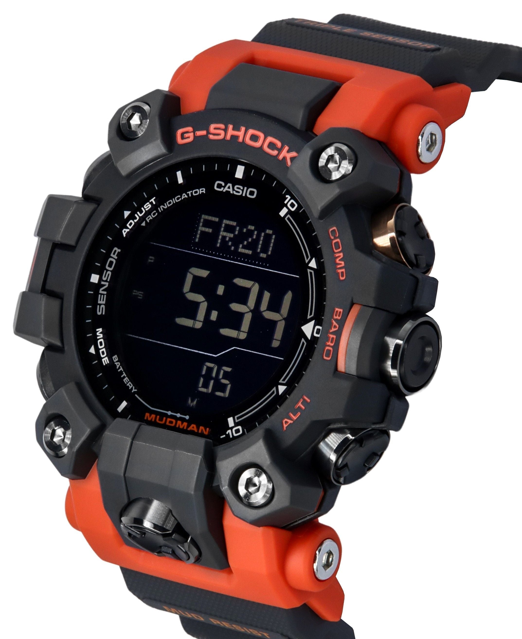 Casio G-Shock Mudman Master Of G-Land Digital Orange And Black Resin Strap Solar GW-9500-1A4 200M Men's Watch