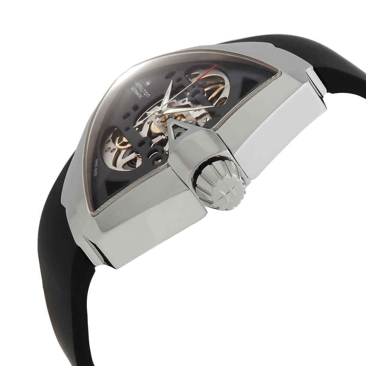 Hamilton Ventura XXL rubberen band zwarte skelet wijzerplaat automatisch H24625330 herenhorloge