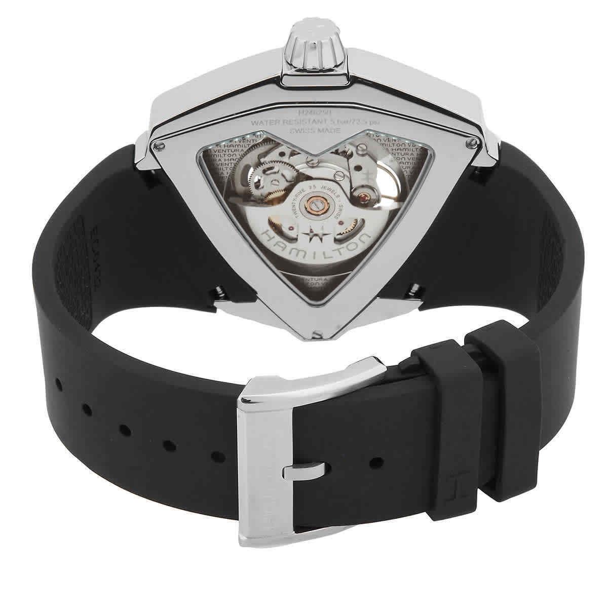Hamilton Ventura XXL rubberen band zwarte skelet wijzerplaat automatisch H24625330 herenhorloge