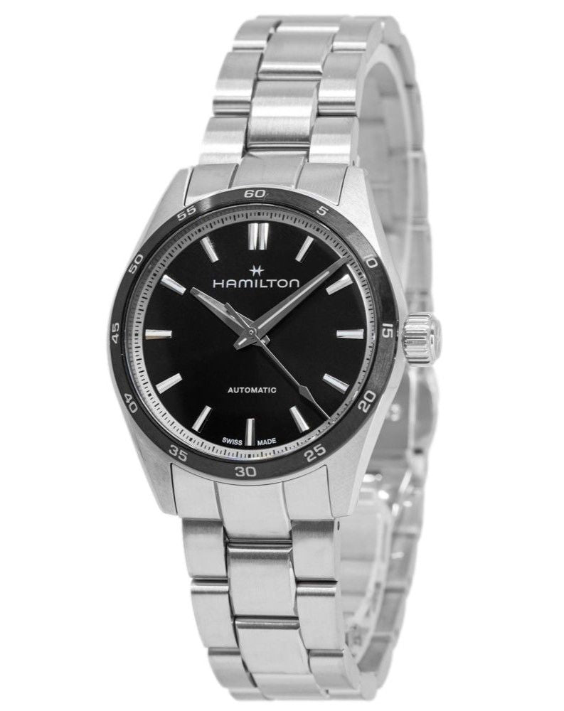 Orologio da uomo Hamilton Jazzmaster Performer automatico in acciaio inossidabile con quadrante nero H36205130 100M
