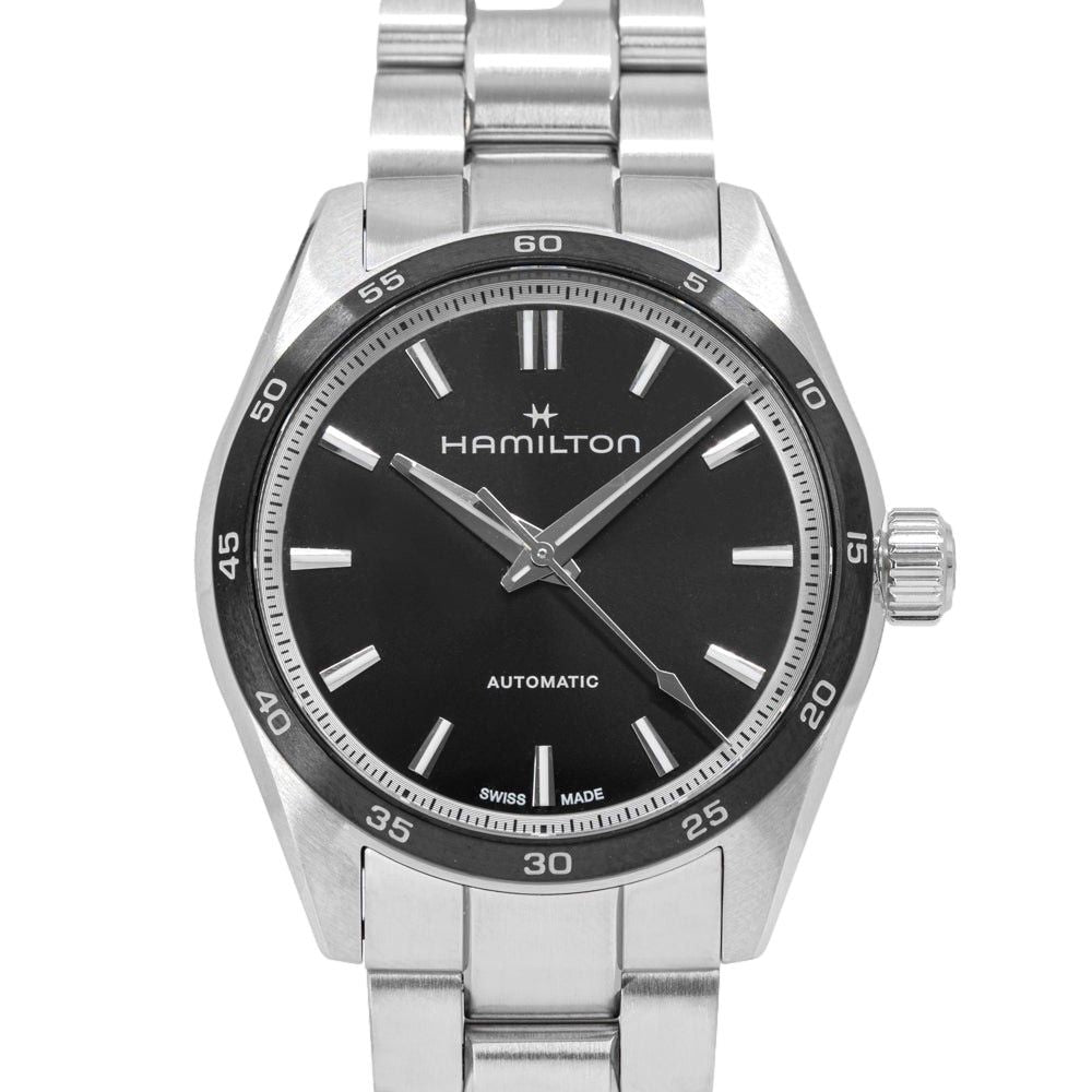 Hamilton Jazzmaster Performer roestvrijstalen zwarte wijzerplaat automatisch H36205130 100M herenhorloge