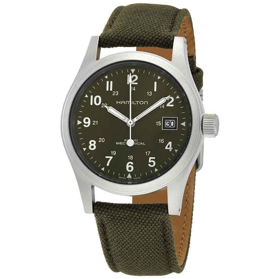 Hamilton Khaki Field Mechanical Canvasarmband Grünes Zifferblatt H69439363 Herrenuhr