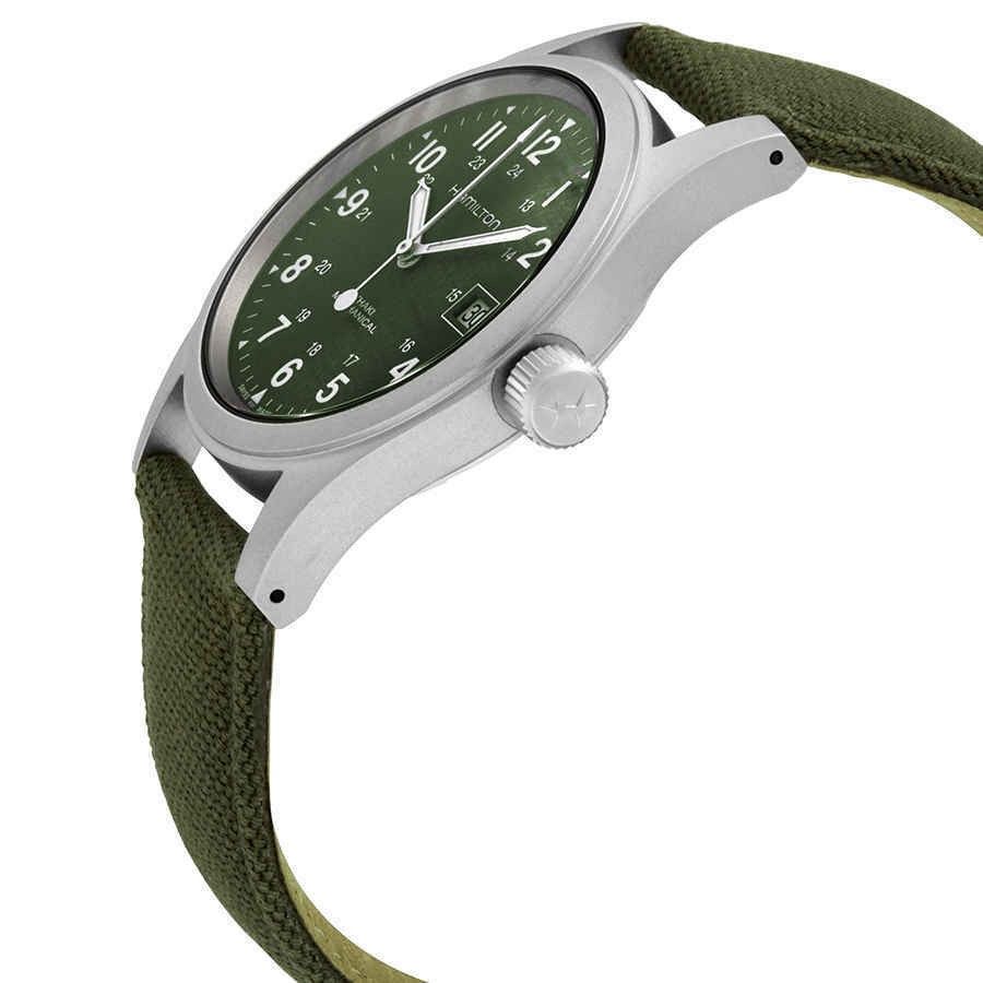 Hamilton Khaki Field mechanische canvas band groene wijzerplaat H69439363 herenhorloge
