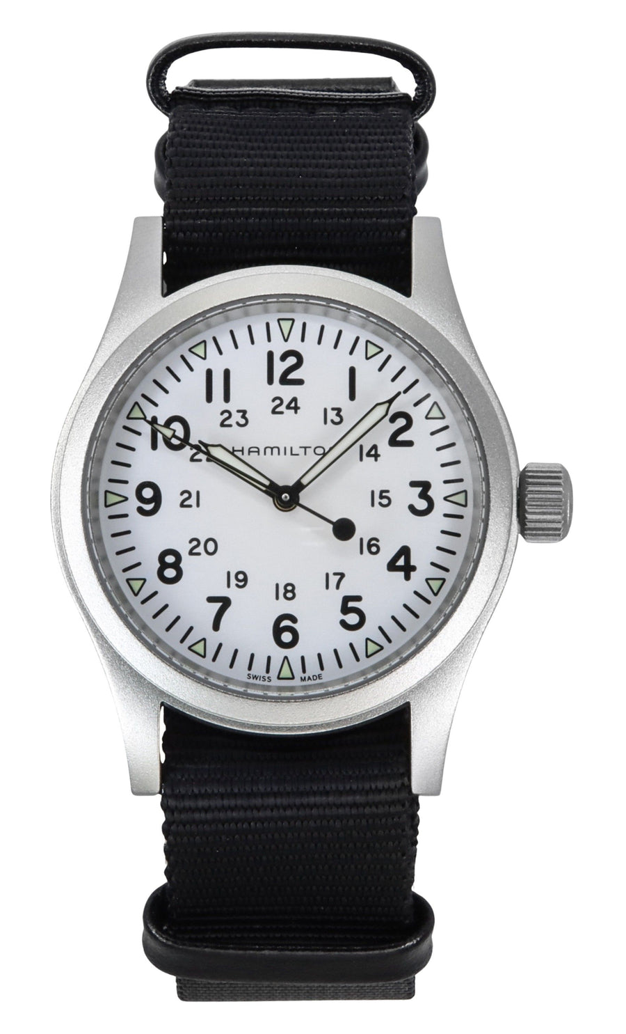 Hamilton Khaki Field Textilarmband Weißes Zifferblatt Mechanisch H69439910 Herrenuhr