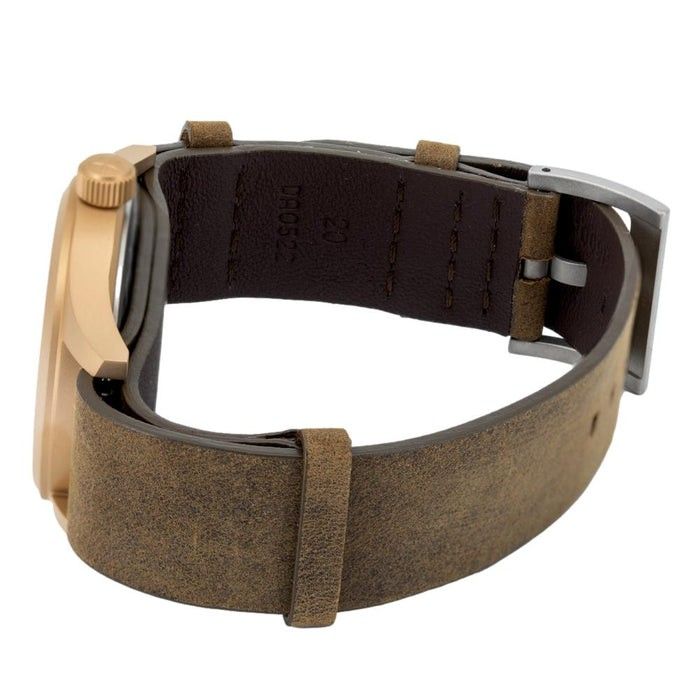 Hamilton kaki veld mechanisch bronzen lederen band zwarte wijzerplaat H69459530 herenhorloge