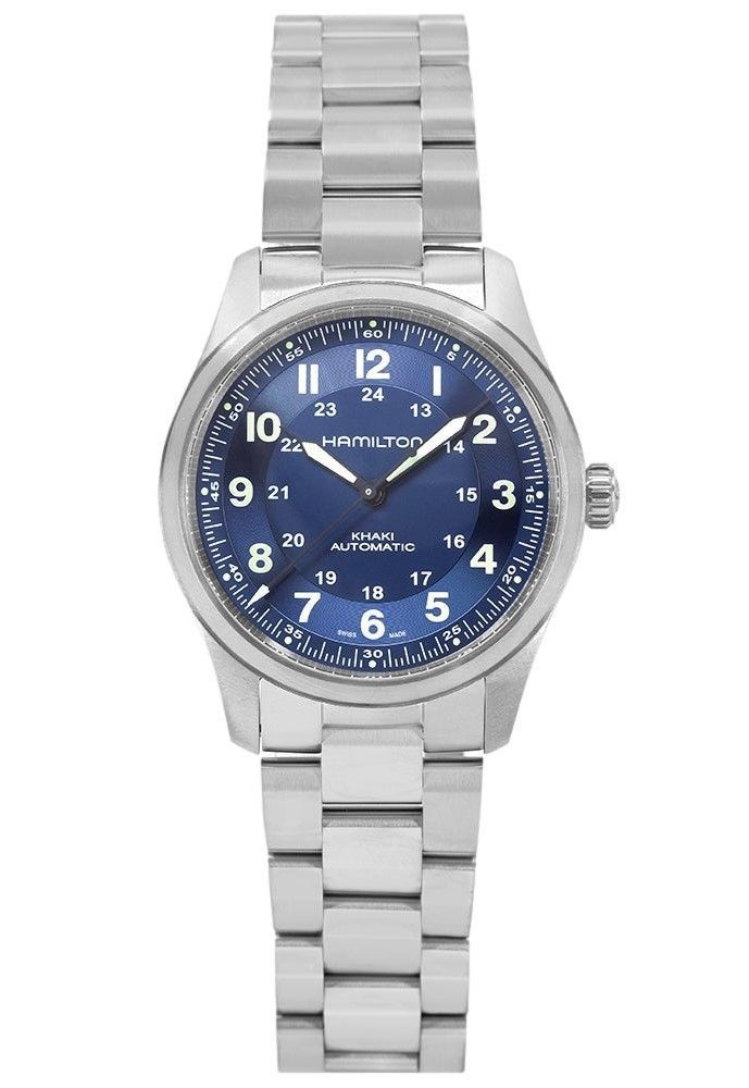 Orologio da uomo Hamilton Khaki Field Titanium con quadrante blu, automatico, H70205140, 100M