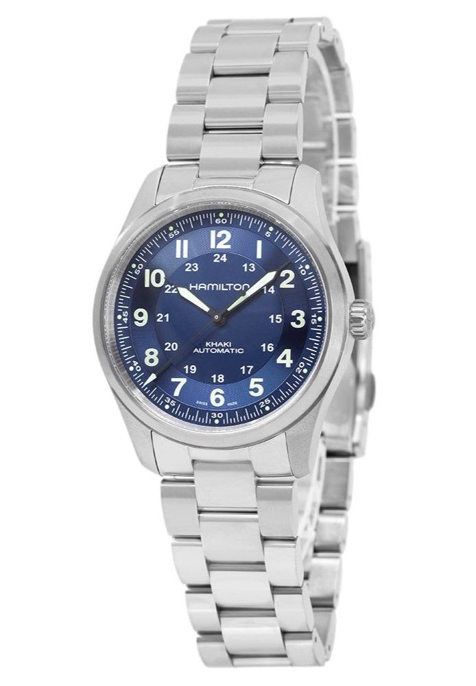Hamilton kaki veld titanium blauwe wijzerplaat automatisch H70205140 100M herenhorloge