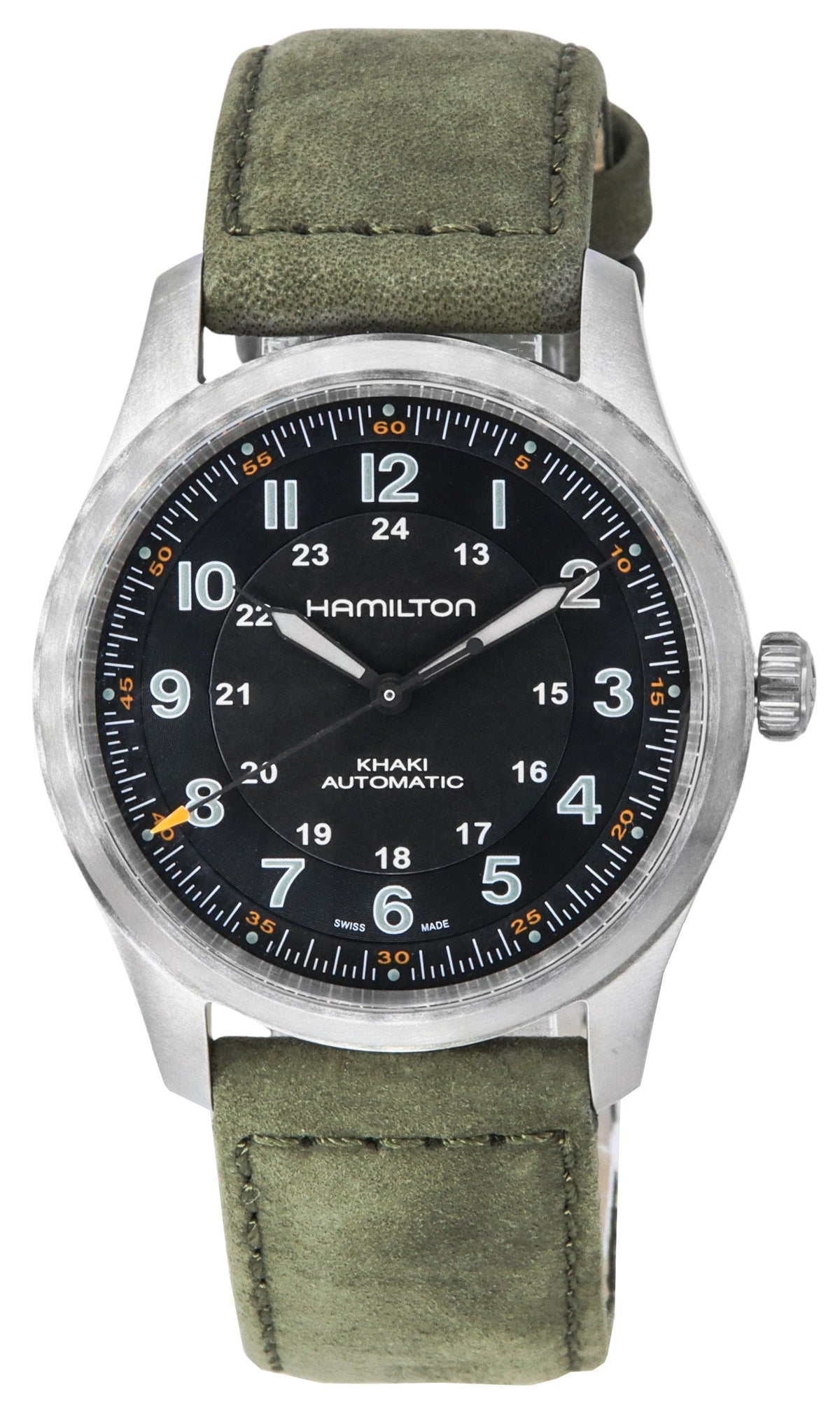 Hamilton kaki veld titanium zwarte wijzerplaat automatisch H70205830 100M herenhorloge