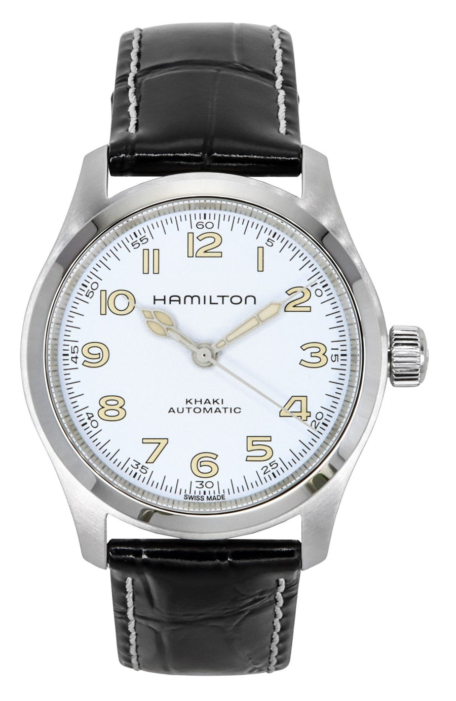 Hamilton Khaki Field Murph Lederarmband Weißes Zifferblatt Automatik H70405710 100M Herrenuhr