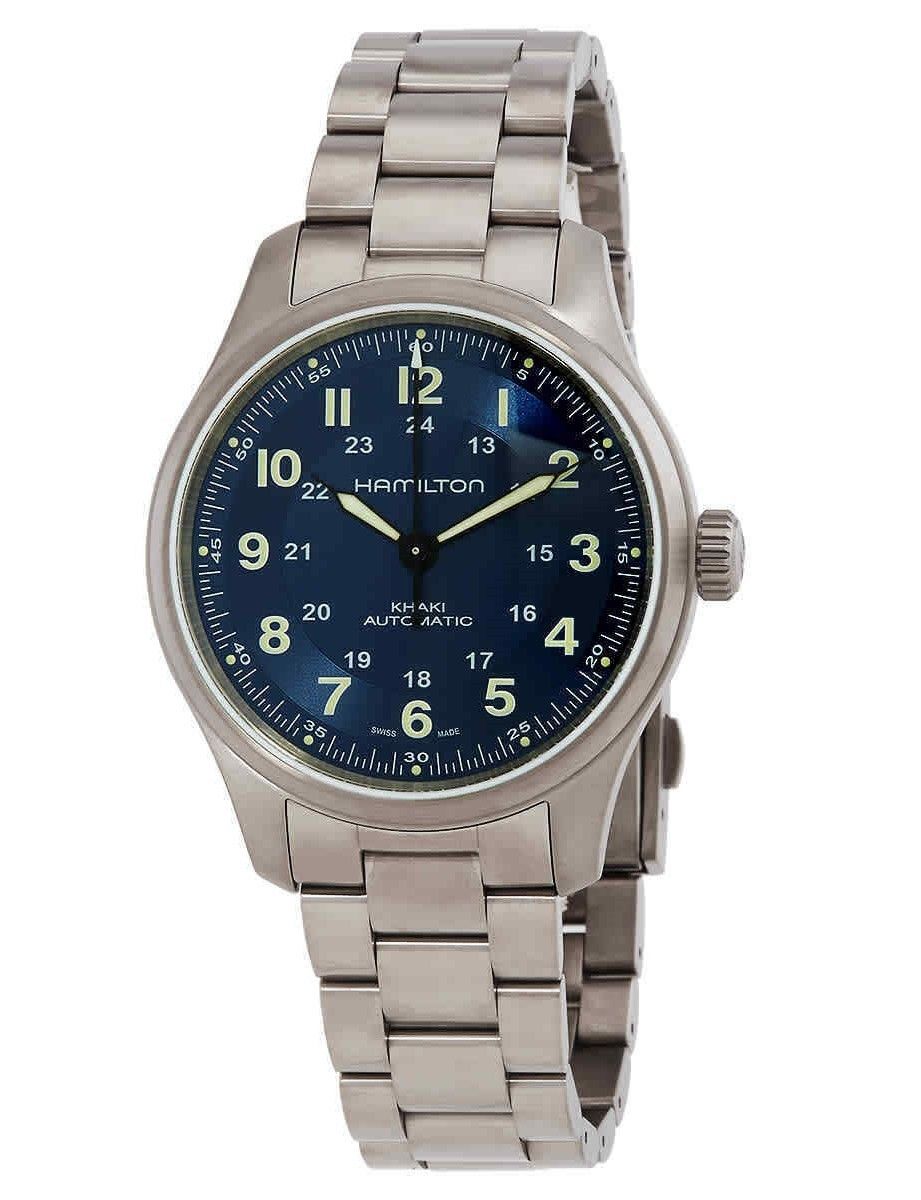 Hamilton kaki veld titanium blauwe wijzerplaat automatisch H70545140 100M herenhorloge