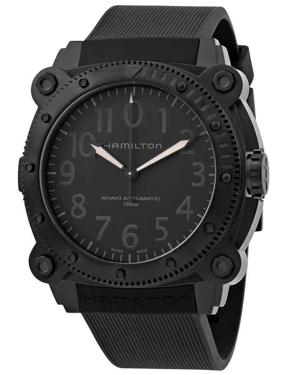 Hamilton kaki marineblauw onder nul automatisch duiker titanium H78505330 1000M herenhorloge