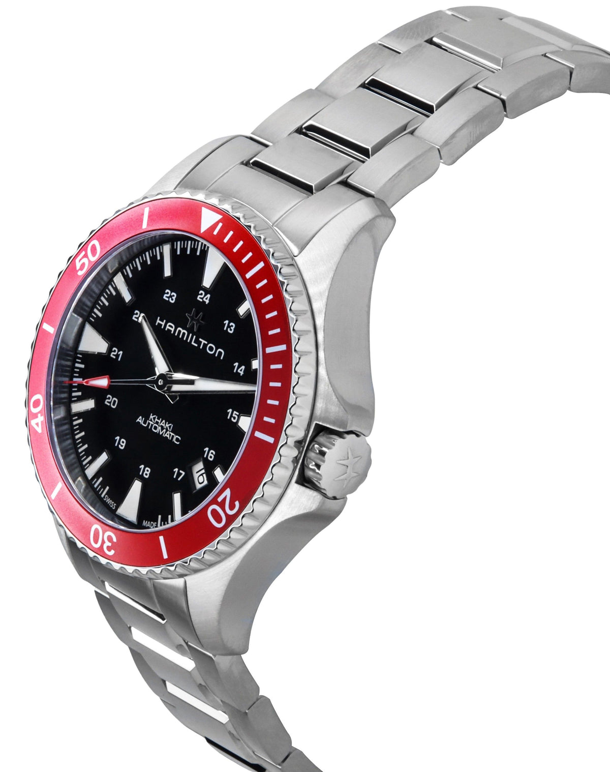 Hamilton kaki marineblauw scuba roestvrij staal zwarte wijzerplaat automatisch H82405130 100M herenhorloge