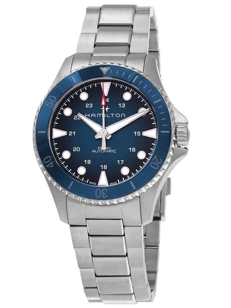 Hamilton kaki marineblauw scuba roestvrij staal blauwe wijzerplaat automatisch duiker H82505140 300M herenhorloge