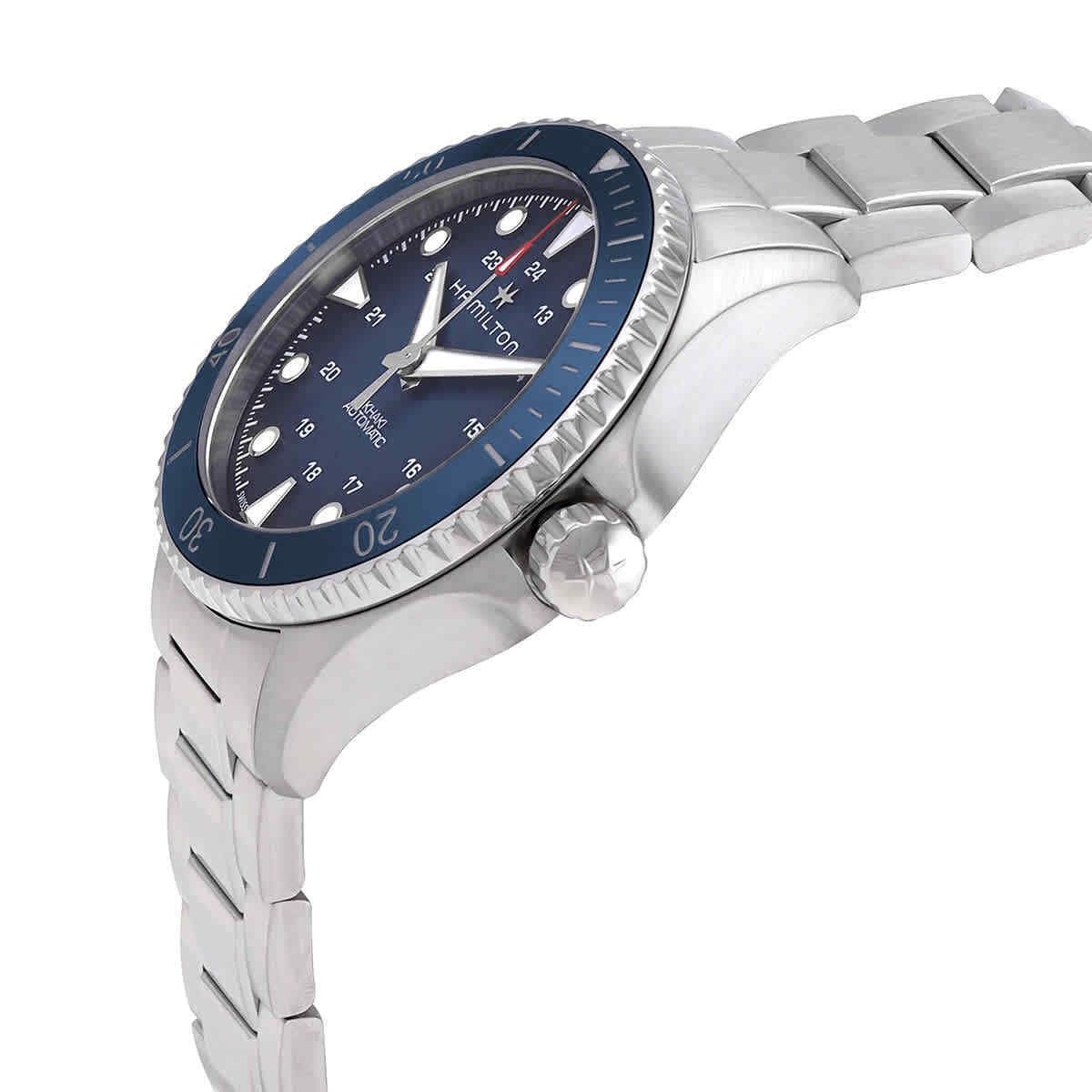 Hamilton kaki marineblauw scuba roestvrij staal blauwe wijzerplaat automatisch duiker H82505140 300M herenhorloge